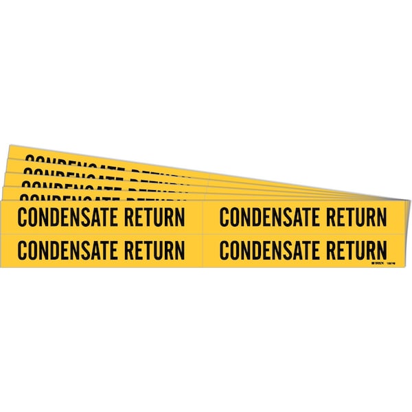Brady CONDENSATE RETURN Pipe Marker Style 4 Polyester Black on Yellow 4 per Card, 5 PK 105749-PK - main